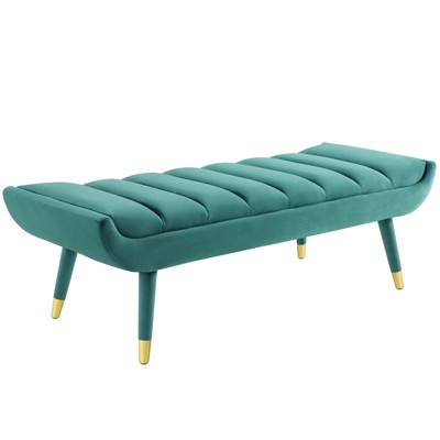 Modway Guess Channel Tufted Performance Velvet Accent Bench Teal