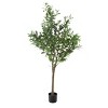 Pure Garden Artificial Olive Tree - 6 ft Potted Faux Plant with Fruit for Home or Office Decor - Natural Looking Polyester Leaves - image 2 of 4