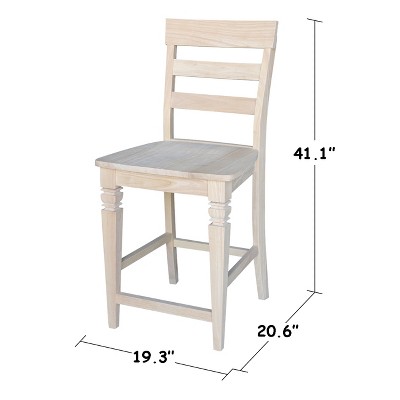 24" Unfinished Solid Wood Ladder-Back Counter Stool