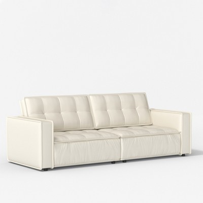 Gaoyangjiaju 95.2 Inch Leather Sofa with Solid Wood Frame