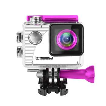 LINSAY Funny Kids Pink Action Camera Sport Outdoor Activities HD Video and Photos Micro SD Card Slot up to 32GB - Pink