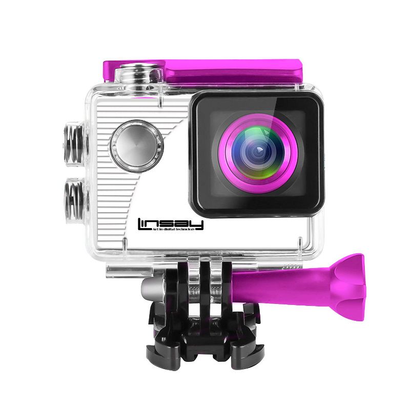 LINSAY Funny Kids Pink Action Camera Sport Outdoor Activities HD Video and Photos Micro SD Card Slot up to 32GB - Pink, 1 of 2