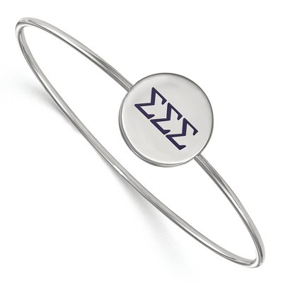 Black Bow Jewelry Sterling Silver Sigma Sigma Sigma Greek Life Bangle Bracelet 8 Inch
