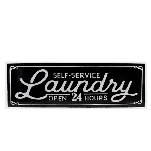 Northlight Metal "Laundry" Sign Wall Decor - 36" - Black and White - 1 of 4