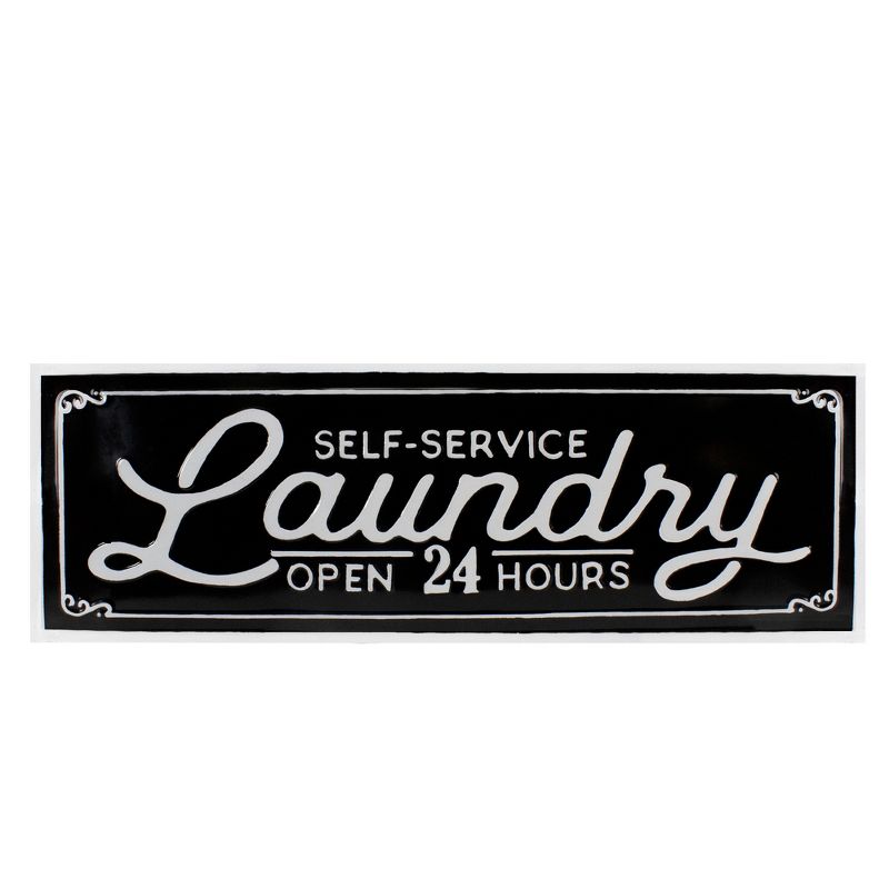 Northlight Metal "Laundry" Sign Wall Decor - 36" - Black and White, 1 of 6