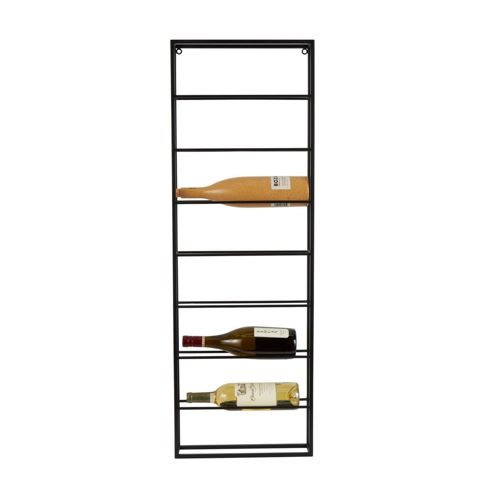 43"x15" Metal Minimalistic 8 Bottle Wall Wine Rack with Open Style Frame Black - Olivia & May: Iron Construction, Space-Saving Design