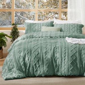 Tufted Boho Comforter Set Bed Set GentleSoft Farmhouse Shabby Chic Embroidery Bedding - 1 of 4