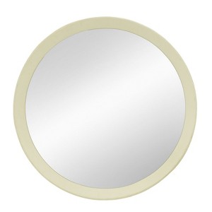 SEVOBAL Bathroom Vanity Mirrors Durable Mango Wood Frame Stylish Minimalist Wall Mirror Stain-Resistant Surface, Cream, 19.8"*19.8"*1.3" - 1 of 4