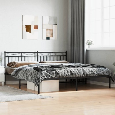 vidaXL Metal Bed Frame with Headboard Black 76 in.x79.9 in. King