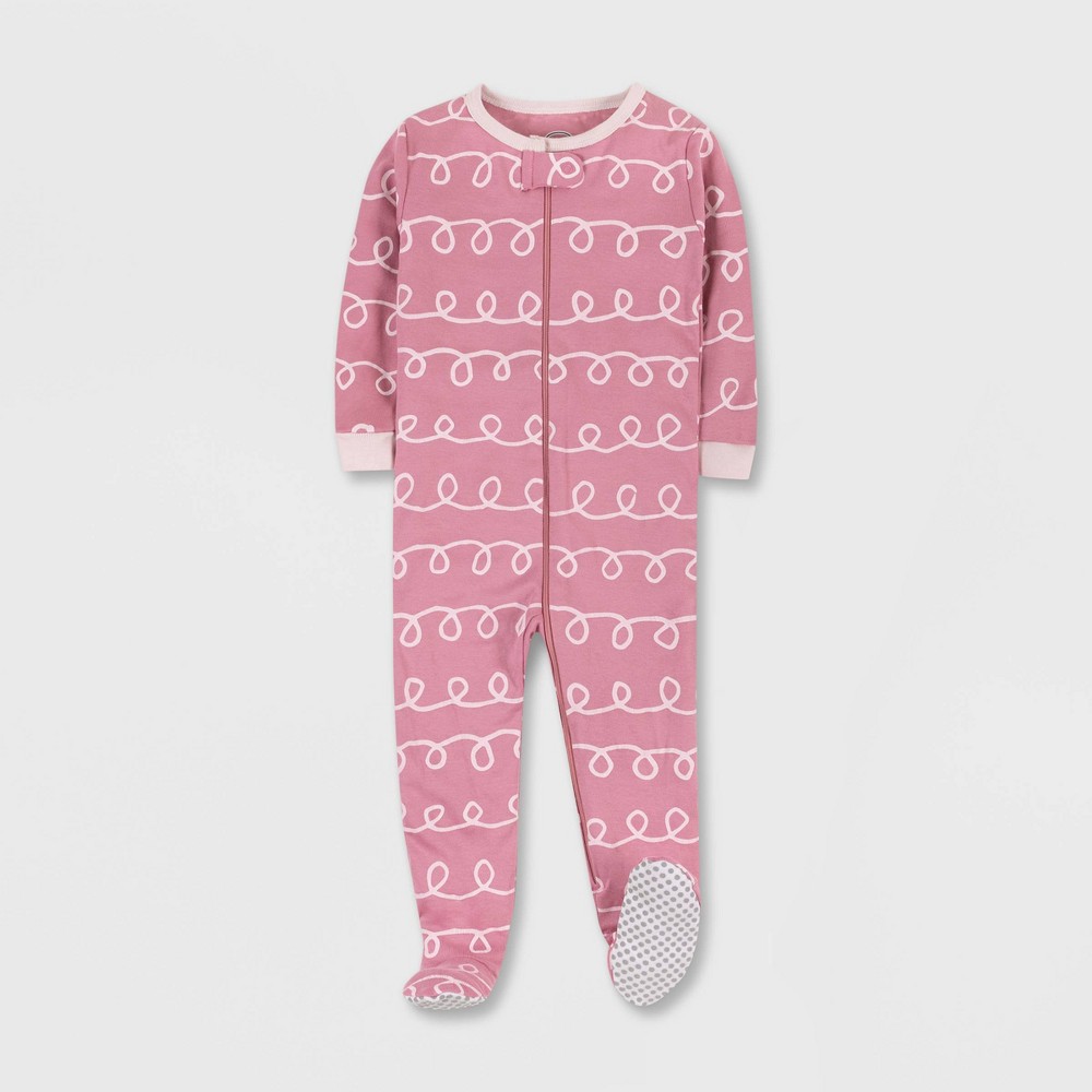 Lamaze Toddler Girls' Organic Cotton Snug Fit Footed Pajama Romper - Pink 12M