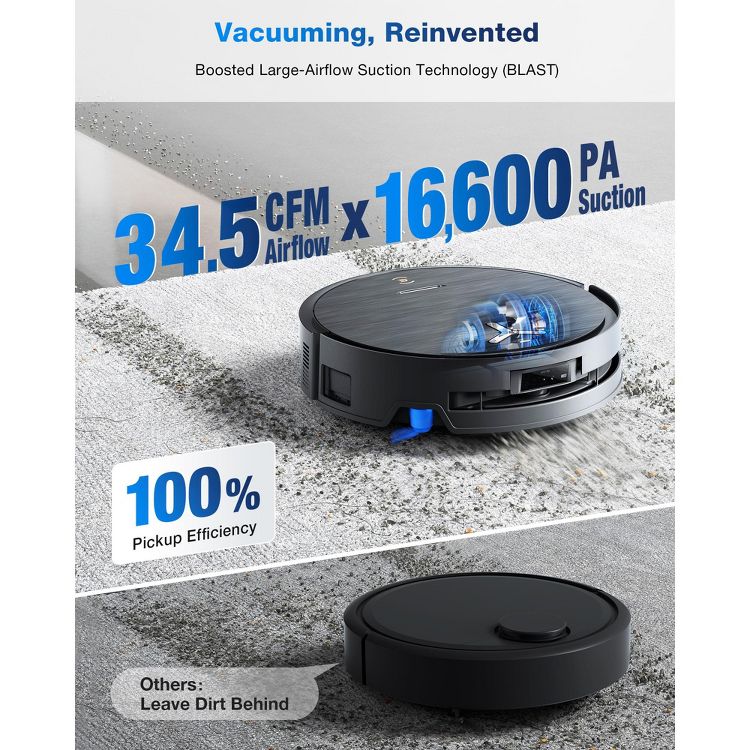 ECOVACS DEEBOT X9 PRO Omni Robot Vacuum and Mop,16,600Pa Blast Suction, Roller Instant Self-Washing Mopping, Hands-Free Station, Triple Lift System, 4 of 10