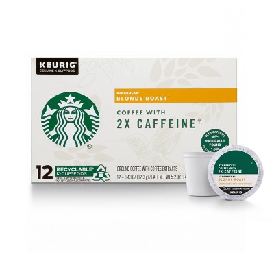 Starbucks Blonde Roast K-Cup Coffee Pods with 2X Caffeine — for Keurig Brewers — 1 box (12 pods)