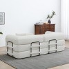 Convertible Sofa Couch with Cylindrical Pillows, Corduroy Folding Floor Sofa with Fixed-Shape Frame for Living Room-Maison Boucle - 3 of 4
