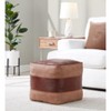 Sapphtopaz Modern leather Ottoman with Splicing Design Upholstered Multi-Purpose Pouf with Recycled Cotton Fill Footstool for Living Room,Bedroom - 2 of 4
