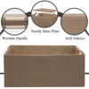 Aoibox Foldable Fabric Storage Cubes Collapsible Coffee Baskets with Wooden Handles Large Rectangular Organizer Bins 2 Pack - 3 of 4