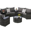 Half-Moon Outdoor Backyard Sectional Sofa Set,11 Piece Balcony Wicker Rattan Sofa,Cushion Garden Furniture Sofa with Coffee Table-Coolbibila - 3 of 4