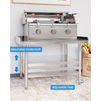 Silver Stainless Steel Equipment Stand with Undershelf, 28" x 48"