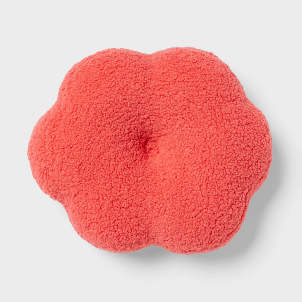Photos - Pillow Flower Boucle Kids' Decorative  Coral Red - fort™