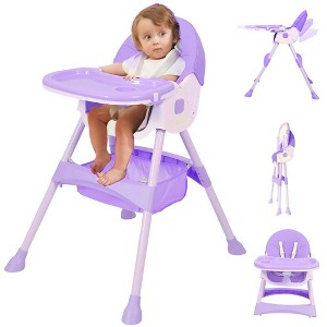 Napei 6- in -1 Baby High Chair with 5 -Point Safety Harness and Adjustable Dining Tray,Foldable High Chair for Space-Saving-Lavender - 1 of 1