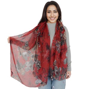Anna-Kaci Fashion Floral Print Scarves Lightweight Winter Wrap Scarf Head Shawl for Women - 1 of 4