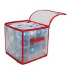 Northlight Transparent Zip Up Christmas Storage Box - 12.5" - Holds 64 Ornaments - Red and Clear - 2 of 2