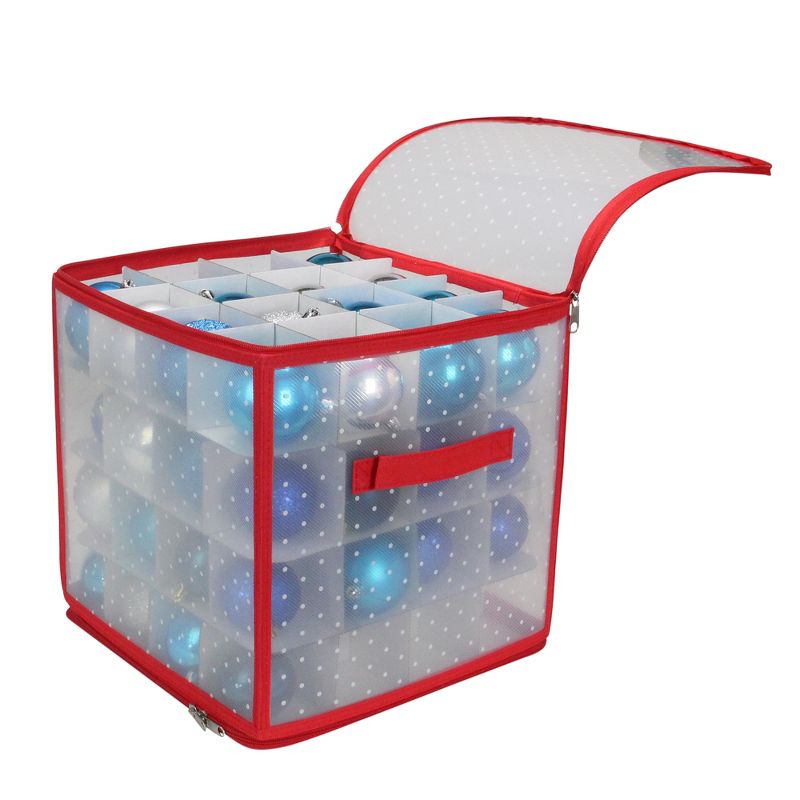 Northlight 12.5" Transparent Zip Up Christmas Storage Box - Holds 64 Ornaments, 2 of 3