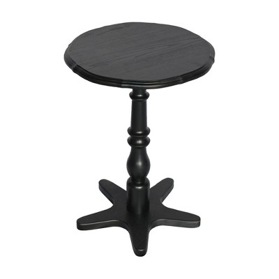Vynxaria 15.75" Round Small End Table - Black Wooden Pedestal Side Table, Vintage Accent Nightstand for Living Room, Bedroom, Entryway£¬Black