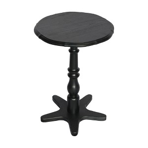 Vynxaria 15.75" Round Small End Table - Black Wooden Pedestal Side Table, Vintage Accent Nightstand for Living Room, Bedroom, Entryway£¬Black - 1 of 4
