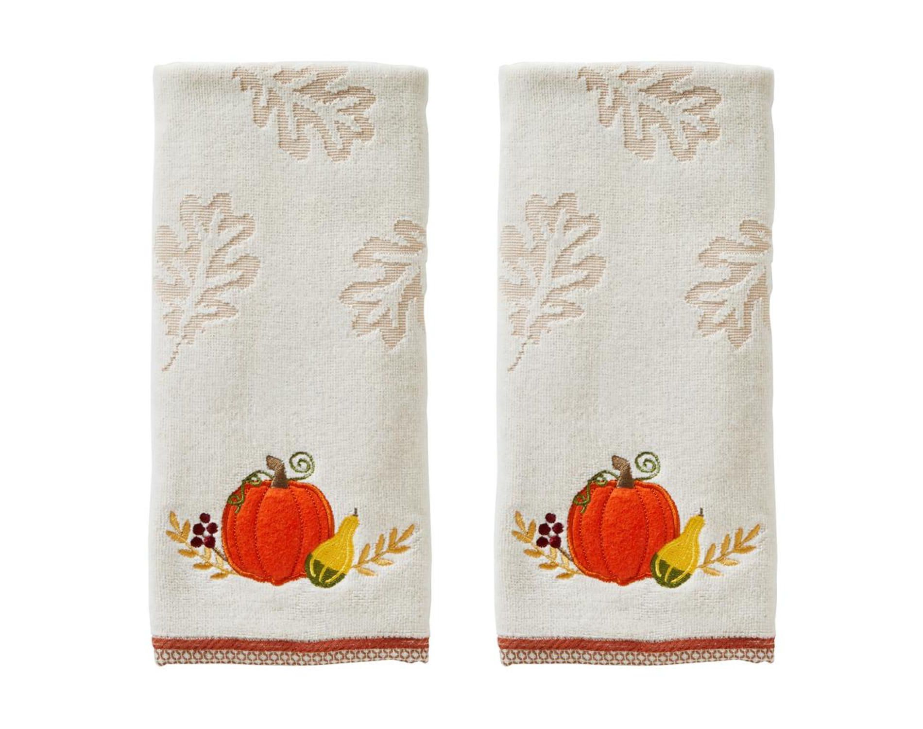 SKL Home Saturday Knight Ltd Traditional Pumpkin Hand Towel - (2-Pack) - 16x25", Tan