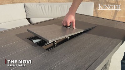 Novi 52-Inch Brown Rattan Gas Fire Pit Table