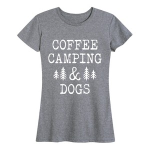 Women's - Instant Message - Coffee Camping And Dogs Short Sleeve Graphic T-Shirt - 1 of 4