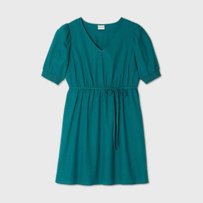 linen dress green