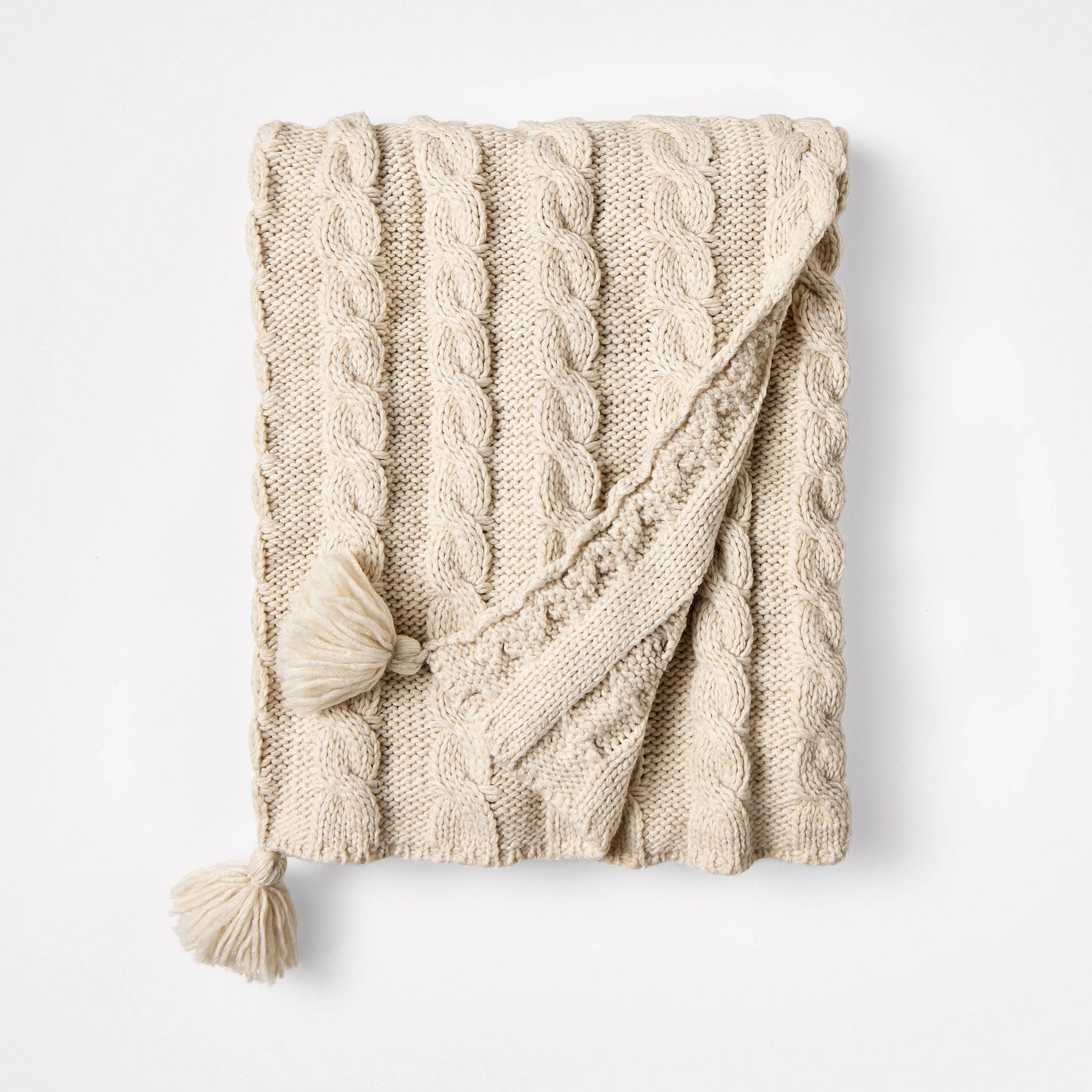 Knit Tassel Braided Throw Ivory - Threshold™ designed with Studio McGee