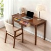 Airsurfer 47.24'' Walnut Solid Wood Desk with Drawers, Mid Century Modern Home Office Desk for Small Spaces, Study, Bedroom - 4 of 4