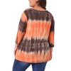 Agnes Orinda Women's Plus Size Tie Dye 3/4 Sleeve Side Slit V Neck Trendy Spring Tops - 4 of 4