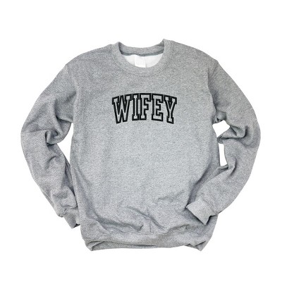Simply Sage Market Women's Graphic Sweatshirt Embroidered Wifey Arched Varsity