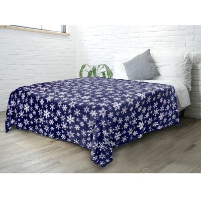 Micro-Pro Navy Snowflake Sherpa Lined Fleece Blanket Throw Cosy Soft 130 X 160cm Sofa Home By Amazon - View #6