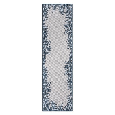 World Rug Gallery Tropical Floral Palm Leaves Textured Flat Weave Indoor/Outdoor Area Rug