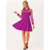 Allegra K Women's Sheer Mesh Panel Long Sleeve Fit and Flare Mini A-Line Dresses - 4 of 4