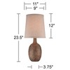 360 Lighting Chalane Rustic Accent Table Lamp 23 1/2" High Antique Bronze Hammered Texture Natural Beige Linen Shade for Bedroom Living Room Bedside - 4 of 4