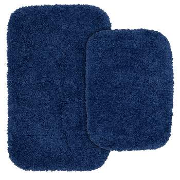 2pc HeiQ Antimicrobial Memory Foam Bath Rug Set Blue - Truly Calm