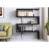 HomeRoots 67" Espresso And Silver Metal and Wood Three Tier Etagere Bookcase - 2 of 4