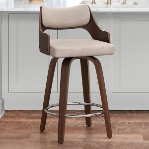 Arceso 26" Swivel Counter Height Bar Stools,Mid-Century Wooden Barstools with Backs for Kitchen Restaurant - 1 of 4