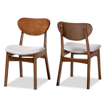 2pc Katya Fabric Upholstered and Wood Dining Chair Set - Baxton Studio