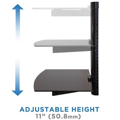Black Steel Floating Wall Shelf with Tempered Glass