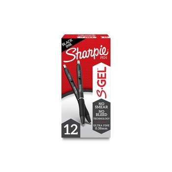 Sharpie S-Gel Retractable Gel Pens 0.38 mm Ultra Fine Point Black Ink Dozen (2140521)
