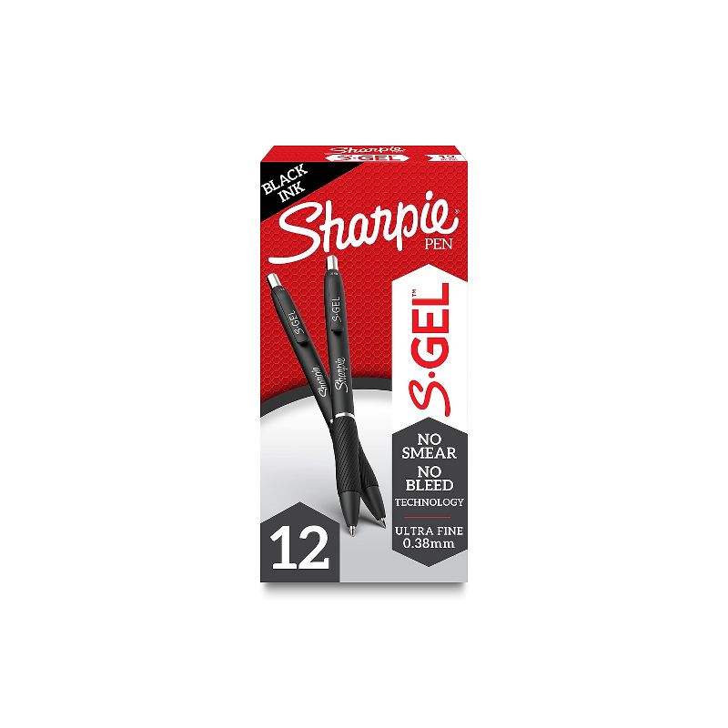 Sharpie S-Gel Retractable Gel Pens 0.38 mm Ultra Fine Point Black Ink Dozen (2140521), 1 of 7