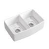 Fine Fixtures Premium White Fireclay Curved Apron Front Kitchen Sink for Home, Farmhouse (Grid & Strainer Included) - 2 of 4