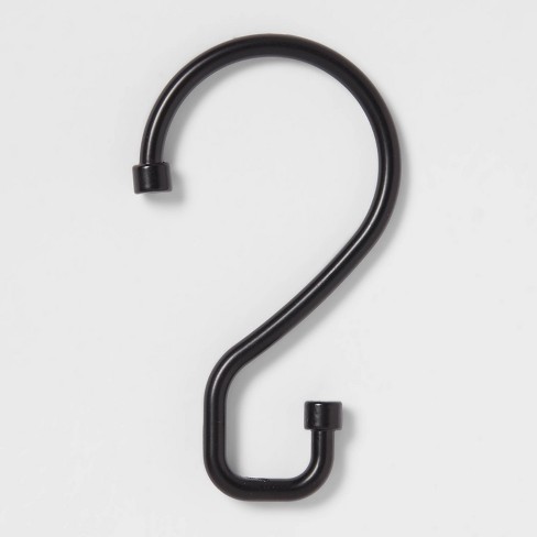 S Hook Without Roller Ball Shower Curtain Rings Matte Black - Made