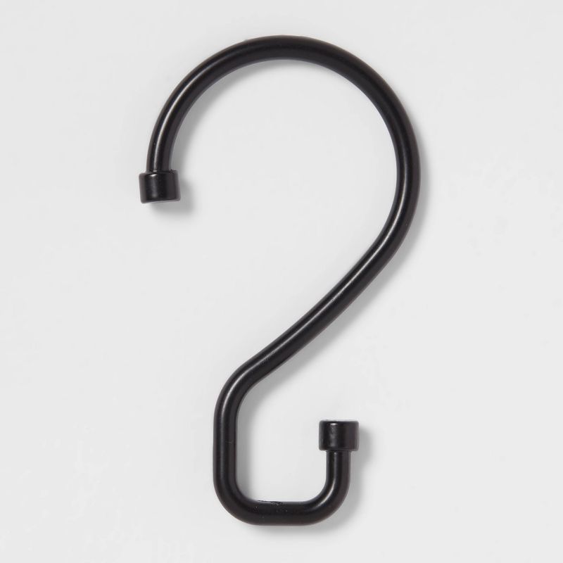 S Hook without Roller Ball Shower Curtain Rings Matte Black - Made By Design&#8482;, 1 of 10